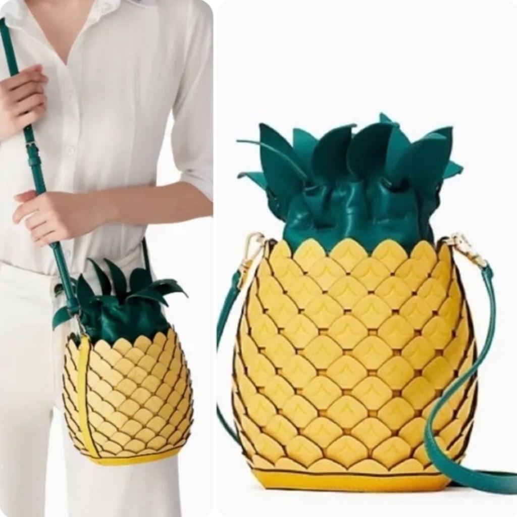 Kate Spade New York Pineapple Crossbody Bucket Bag Amazing Colada Novelty